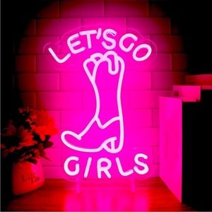Neon LET'S GO GIRLS Pink LED Light Wall Room Party Bday Bright Bedroom Decor